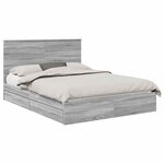 vidaXL Lit de Rangement Gris Sonoma 150 x 200 cm Bois d'ingénierie