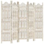 vidaXL Cloison de séparation 5 panneaux Blanc 200x165 cm Bois manguier