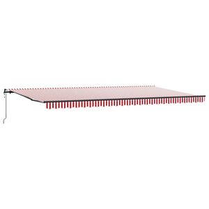 vidaXL Auvent Rétractable Rouge et blanc 600 ×350 cm tissu