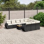 vidaXL Salon de jardin 11 Pièces avec coussins noir résine tressée