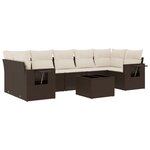 vidaXL Salon de jardin 8 Pièces avec coussins marron résine tressée