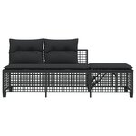 vidaXL Salon de jardin d'angle 3 Pièces avec coussins noir résine tressée