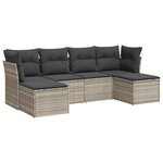 vidaXL Salon de jardin 6 Pièces avec coussins gris clair résine tressée