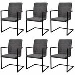 vidaXL Chaises à manger cantilever lot de 6 gris similicuir