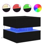 vidaXL Table basse avec lumières LED chêne noir 50x50x40 cm