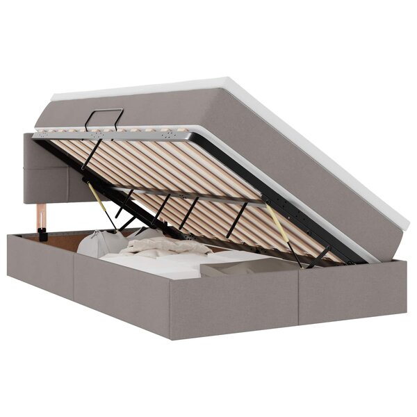 vidaXL Lit de rangement LED avec matelas Taupe 120 x 200 cm Tissu