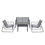 Salon de jardin de 4 meubles acier PVC noir gris clair 03_0008240