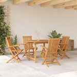 Ensemble de salle à manger de jardin 5 pièces en bois massif de teck