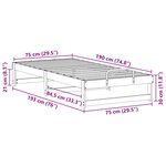 vidaXL Cadre de lit Marron 75 x 190 cm Pin massif