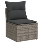 vidaXL Salon de jardin 6 Pièces avec coussins gris résine tressée
