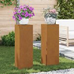 vidaXL Supports pour plantes 2 Pièces Rouillé 24 x 24 x 75 cm