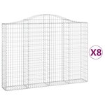 vidaXL Paniers à gabions arqués 8 Pièces 200x30x140/160 cm Fer galvanisé