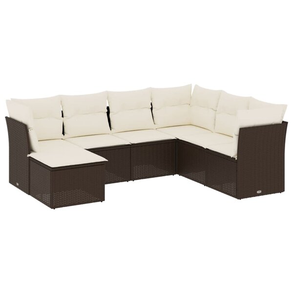 vidaXL Salon de jardin avec coussins 7 Pièces marron résine tressée