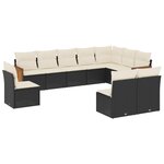 vidaXL Salon de jardin 10 Pièces avec coussins noir résine tressée