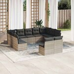 vidaXL Salon de jardin 11 Pièces avec coussins gris clair résine tressée