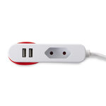 Perel prise euro 1 voie avec 2 ports usb blanc