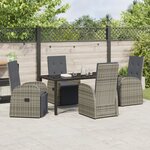 vidaXL Ensemble de salle à manger jardin 5 pièces avec coussins Gris Rattan Poly