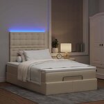 vidaXL Cadre de lit ottoman avec matelas crème 120x190 cm tissu