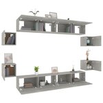 vidaXL Ensemble de meubles TV 8 Pièces Gris béton Bois d'ingénierie