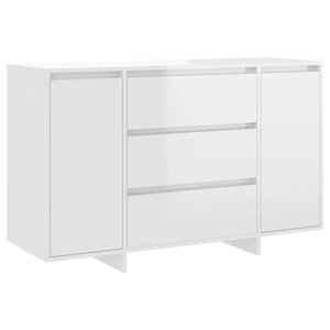 vidaXL Buffet et 3 tiroirs Blanc brillant 120x41x75 cm Bois ingénierie