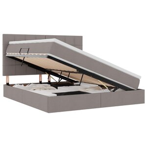 vidaXL Lit de rangement LED avec matelas Taupe 160 x 200 cm Tissu