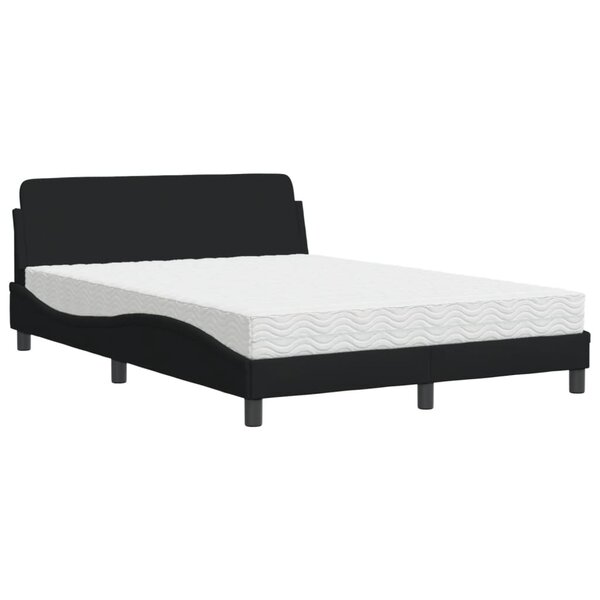 vidaXL Lit avec matelas Dover noir 140x190 cm tissu