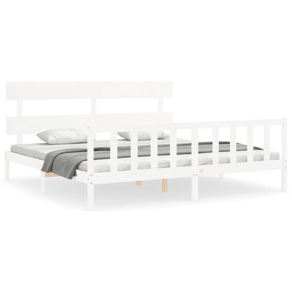 vidaXL Cadre de lit sans matelas blanc bois massif de pin