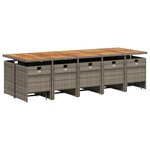 vidaXL Ensemble à manger de jardin 15 Pièces coussins gris résine tressée