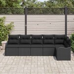 vidaXL Ensemble de canapé de jardin avec stockage 6 Pièces Noir polyrotin