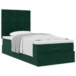 vidaXL Cadre de lit ottoman avec matelas vert foncé 100x200 cm velours