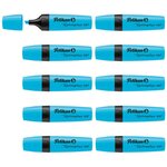 Surligneur Textmarker 490 Pointe biseautée 1 - 5 mm Bleu fluo x 10 PELIKAN