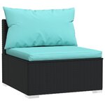 vidaXL Salon de jardin 8 Pièces avec coussins noir résine tressée