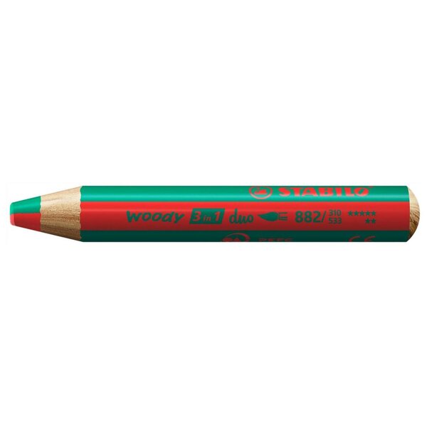 Crayon multi-talents woody 3 in 1 duo - rouge-vert foncé STABILO