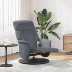vidaXL Fauteuil inclinable de massage repose-pied gris foncé velours