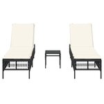 vidaXL Chaises longues lot de 2 avec table noir résine tressée
