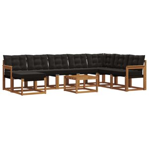 vidaXL Ensemble de canapés d'extérieur 9 pc Naturel et noir