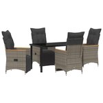 vidaXL Set de salle à manger de 5 pièces avec coussins en gris poly rotin