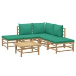Salon de jardin meuble d'extérieur ensemble de mobilier 6 pièces avec coussins vert bambou 02_0016956