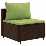 vidaXL Salon de jardin 4 Pièces avec coussins Marron Résine tressée