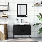 vidaXL Ensemble d'armoires de salle de bain 2 Pièces noir bois ingénierie