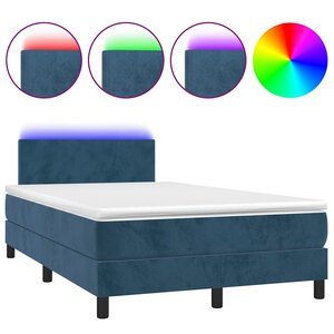 vidaXL Sommier à lattes de lit avec matelas LED bleu foncé 120x190 cm
