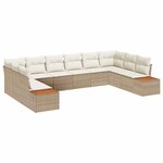 vidaXL Ensemble de canapé de jardin avec coussin 10 Pièces beige et crème
