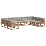 vidaXL Ensemble de canapés d'extérieur 9 pc Gris Naturel et Clair