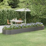 vidaXL Lit surélevé de jardin Acier galvanisé 396x100x36cm gris