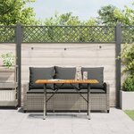 vidaXL Canapé de jardin 3 places coussins et table gris résine tressée