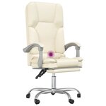 vidaXL Fauteuil de massage inclinable de bureau Crème Similicuir