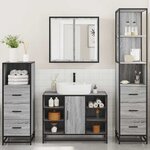 vidaXL Ensemble de meubles de salle de bain 4 Pièces sonoma gris