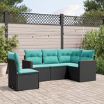 vidaXL Salon de jardin 5 Pièces avec coussins noir résine tressée