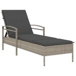 vidaXL Chaise longue et coussin gris clair 63x200x81 cm résine tressée