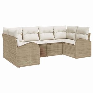 vidaXL Ensemble de canapé de jardin 6 Pièces Beige Poly rotin